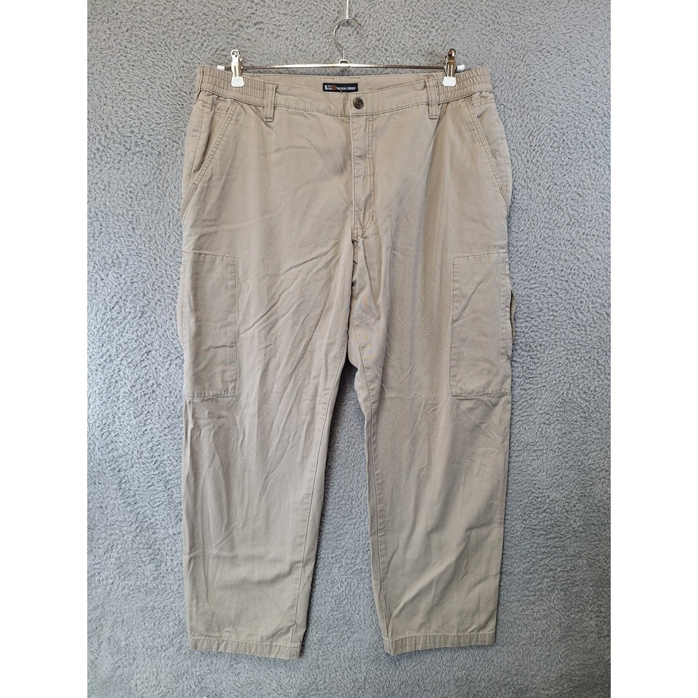 5.11 Tactical Cargo‎ Pants Mens 38x32 Beige Canvas Workwear Flat Front Waistband